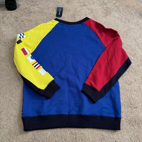 Nautica Color Block Long Sleeve Shirt Vintage 90s M (10/12) Kids Diagonal Stripe - Picture 4 of 4